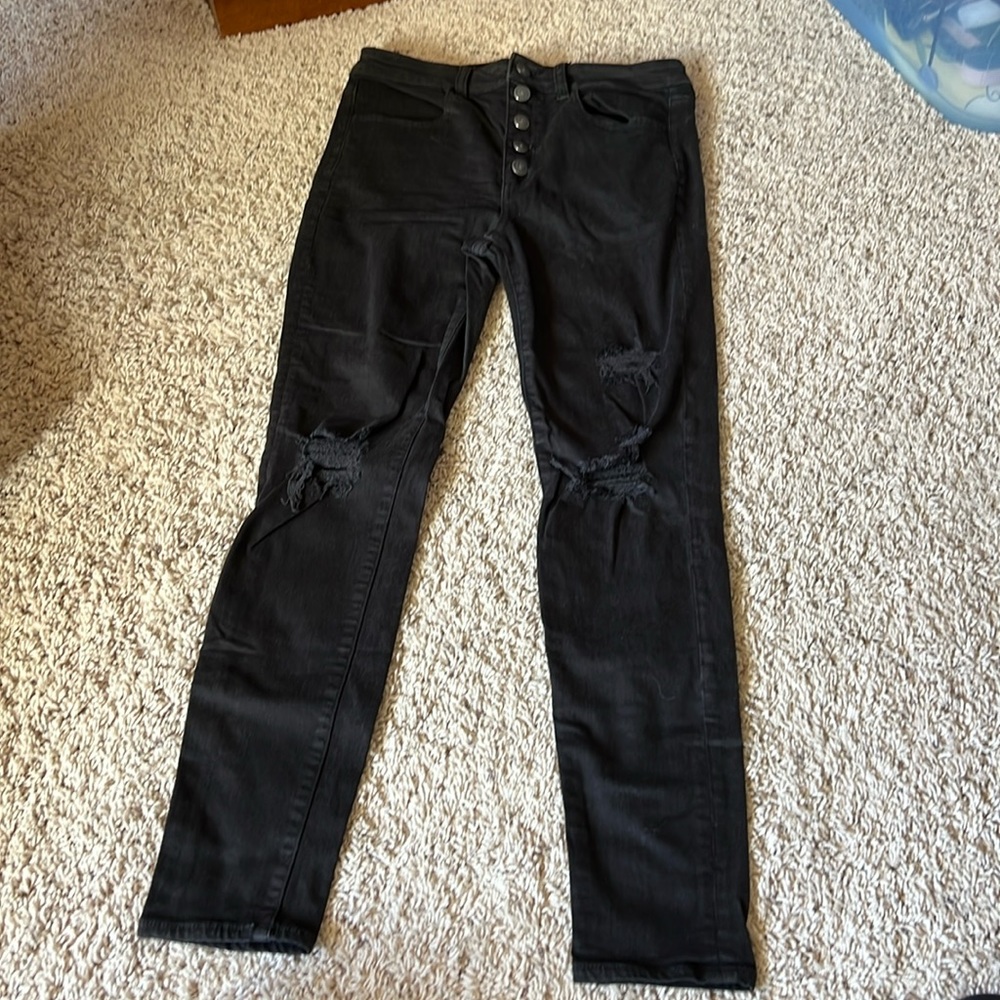 Women’s American Eagle outfitters black Super Hi rise jeggings jeans sz 6R - Picture 1 of 1